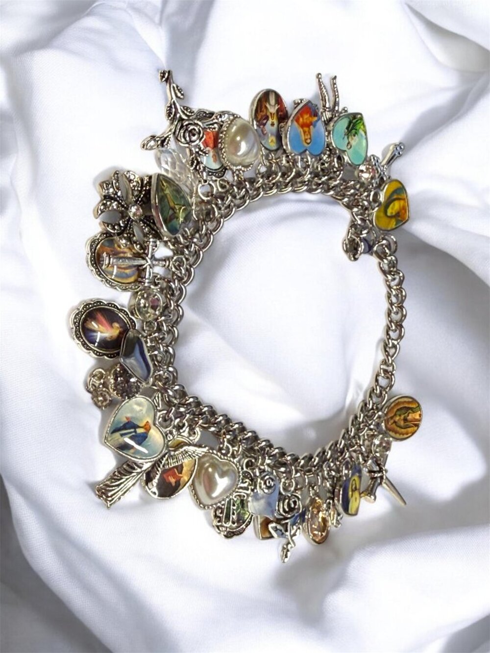 ✨ NEW Boutique Religious Saints & Angels Stainless Steel Charm Bracelet